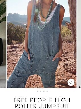 We the Free High Roller Denim Jumpsuit - size L